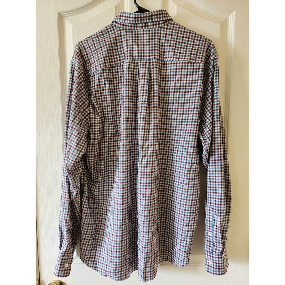 Johnnie-O Prep-Formance L Long Sleeve Button Down Shirt Cranberry Checkered Soft - Picture 2 of 9